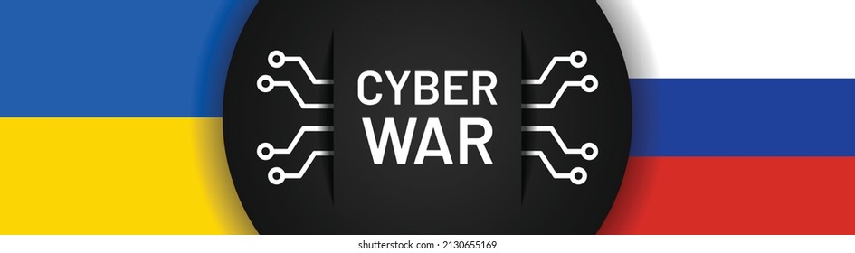 Cyberwar between Russia and Ukraine. Vector illustration.