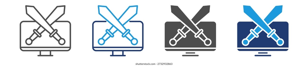 cyberwarfare icon set multiple style