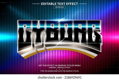 Cyborg 3D editable text effect template