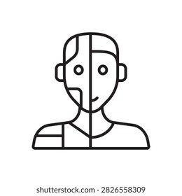 Cyborg Bionic Cyberpunk Character Outline Vector Icon