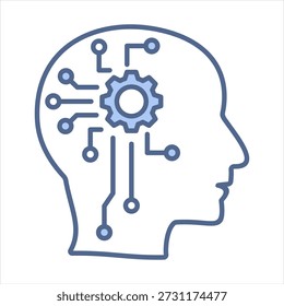 Cyborg Blue Icon Vector Illustration