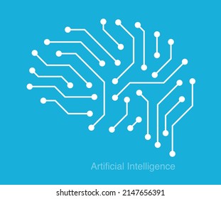 Cyborg brain, Artificial intelligence of digital human. vector illustration