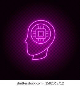 Cyborg, brain, chip, vector, neon icon illustration isolated vector sign symbol - insurance icon vector black - Vector