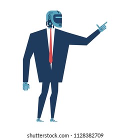 Cyborg businessman. Office Robot Artificial Intelligence. Vector illustration
