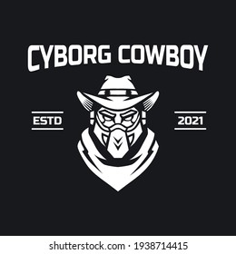 Cyborg Cowboy Logo Template Vector.
