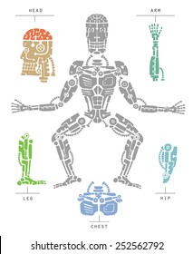 Cyborg in doodle style. 