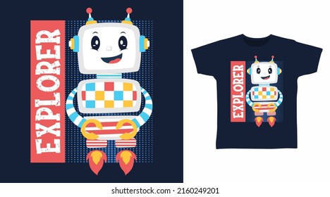 Cyborg explorer cartoon tshirt art design