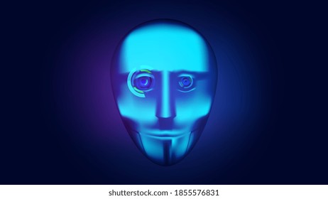 Cyborg face with digital eyes. Future technologies. Vector illustration.