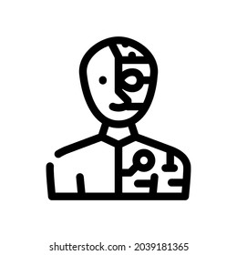 cyborg fantasy character line icon vector. cyborg fantasy character sign. isolated contour symbol black illustration