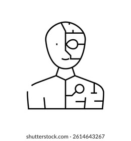 cyborg fantasy character line icon vector. cyborg fantasy character sign. isolated contour symbol black illustration