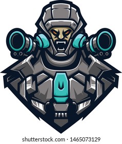 Cyborg fighter premium illustration vector logo