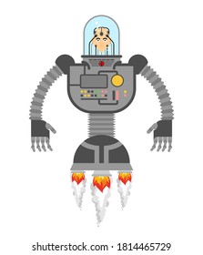 Cyborg Future Human Concept. Robot with human head. Cyber body
