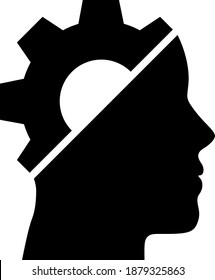 Icono del engranaje ciborg con estilo plano. Imagen de icono del engranaje ciborg vectorial aislado en un fondo blanco.