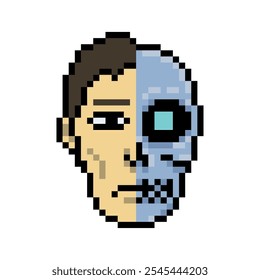 cyborg half robot pixel art