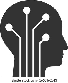 Cyborg head circuit vector icon. Flat Cyborg head circuit pictogram is isolated on a white background.