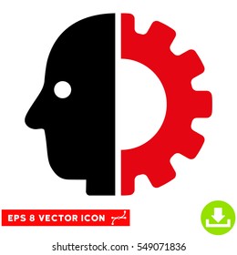 Cyborg Head EPS vector icon. Illustration style is flat iconic bicolor intensive red and black symbol on white background.