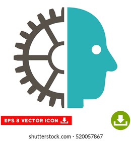 Cyborg Head EPS vector pictograph. Illustration style is flat iconic bicolor grey and cyan symbol on white background.