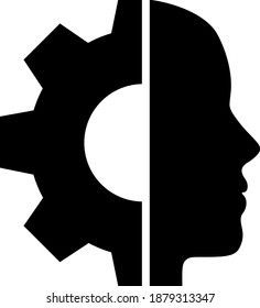 Cyborg head icon with flat style. Isolated vector cyborg head icon image on a white background.
