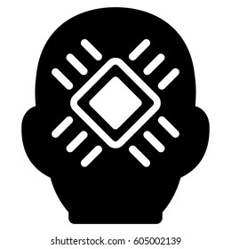 Cyborg Head vector icon. Flat black symbol. Pictogram is isolated on a white background. Designed for web and software interfaces.