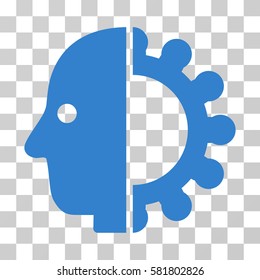 Cyborg Head vector icon. Illustration style is a flat iconic cobalt symbol on a transparent background.