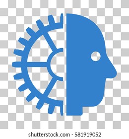 Cyborg Head vector icon. Illustration style is a flat iconic cobalt symbol on a transparent background.