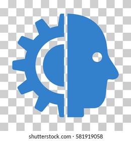 Cyborg Head vector icon. Illustration style is a flat iconic cobalt symbol on a transparent background.