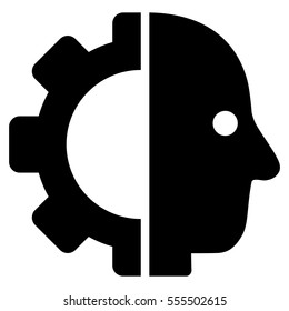 Cyborg Head vector icon. Style is flat graphic symbol, black color, white background.