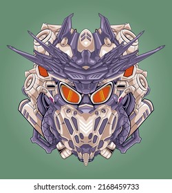 Ilustración vectorial de la cabeza de ciborg, perfecta para el diseño de camisetas, pegatinas, mercadería, etc.