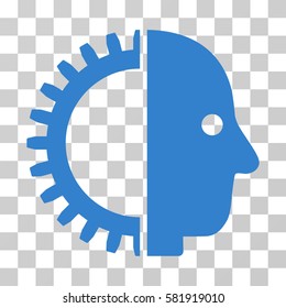 Cyborg Head vector pictogram. Illustration style is a flat iconic cobalt symbol on a transparent background.