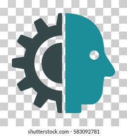 Cyborg Head vector pictogram. Illustration style is a flat iconic bicolor soft blue symbol on a transparent background.
