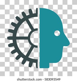 Cyborg Head vector pictogram. Illustration style is a flat iconic bicolor soft blue symbol on a transparent background.