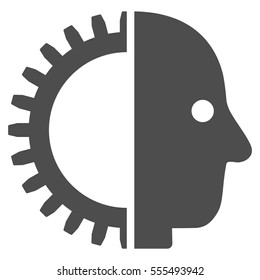Cyborg Head vector pictogram. Style is flat graphic symbol, gray color, white background.
