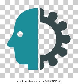 Cyborg Head vector pictograph. Illustration style is a flat iconic bicolor soft blue symbol on a transparent background.