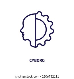 Cyborg Icon From Artificial Intellegence And Future Technology Collection. Thin Linear Cyborg, Technology, Robot Outline Icon Isolated On White Background. Line Vector Cyborg Sign, Symbol For Web And 