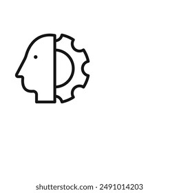 Cyborg icon Black line art vector logo