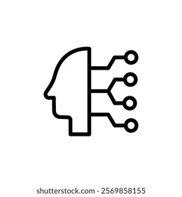 Cyborg icon Black and white outline vector