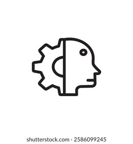 Cyborg icon black and white vector outline sign