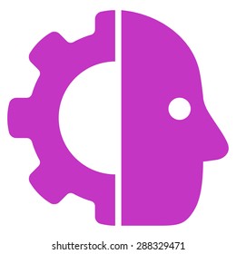 Cyborg icon from Business Bicolor Set. Vector style: flat symbols, violet color, rounded angles, white background.