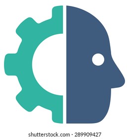 Cyborg icon from Business Bicolor Set. Vector style: flat bicolor symbols, cobalt and cyan colors, rounded angles, white background.