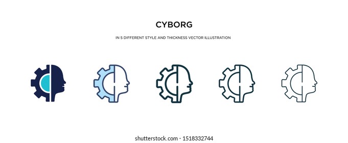 cyborg icon in different style and thickness vector illustration. Two colored and black cyborg vector icons in filled, outline, line, stroke style can be used for web, mobile, UI