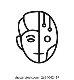Cyborg icon line art vector