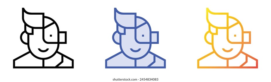 cyborg icon. Linear, Blue Fill and Gradient Style Design Isolated On White Background