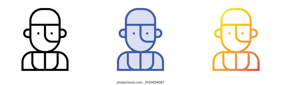 cyborg icon. Linear, Blue Fill and Gradient Style Design Isolated On White Background