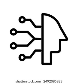 Icono Cyborg marca de logotipo lineal en blanco y negro