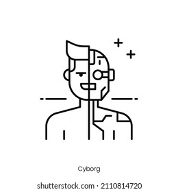 cyborg icon. Outline style icon design isolated on white background
