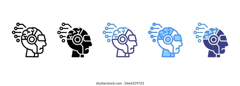 Cyborg icon set multiple style collection