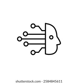 Cyborg icon Thin line art isolated