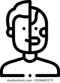 icono de cyborg. Diseño De Estilo Lineal Delgado Aislado Sobre Fondo Blanco