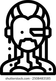 icono de cyborg. Diseño De Estilo Lineal Delgado Aislado Sobre Fondo Blanco