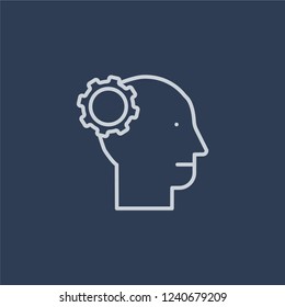 Cyborg icon. Trendy flat vector line Cyborg icon on dark blue background from Artificial Intelligence, Future Technology collection. 